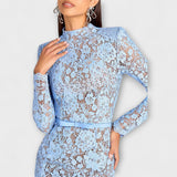 Freya - Elegantné Midi Šaty z Kvetinkovej Čipky