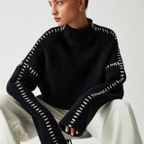 Alma | Oversize-Dolcevita pulóver s Piqué detailmi