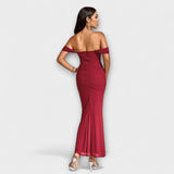 Ione - Bodycon šaty s odhalenými ramenami a riasením