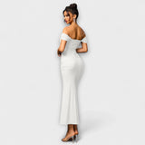 Ione - Bodycon šaty s odhalenými ramenami a riasením