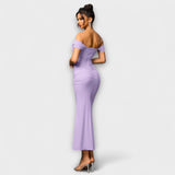Ione - Bodycon šaty s odhalenými ramenami a riasením