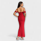 Ione - Bodycon šaty s odhalenými ramenami a riasením