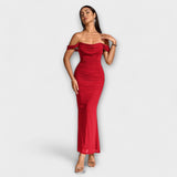 Ione - Bodycon šaty s odhalenými ramenami a riasením