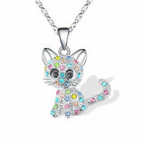 Strieborné mačacie mláďatá – Náhrdelník z farebného zirkónu