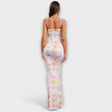 Thalia - Šaty na tanec s kvetinovou potlačou a viazanými ramienkami