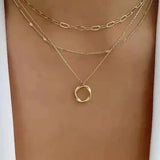 Vintage zlatá viacvrstvová reťaz – Elegantná reťaz s príveskom