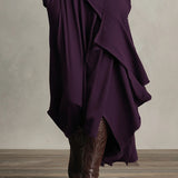 Vivienne – Asymetrické maxi šaty s vysokým golierom