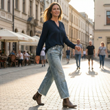 Dámske retro skrátené džínsy rovného strihu