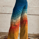 Tereza - Elegantné retro nohavice so zigzag vzorom
